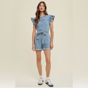 Wishlist Denim Meghan Romper - NWT